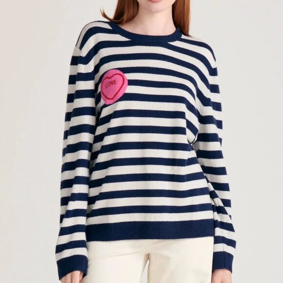Jumper 1234 Stripe Love Crew Neck Sweater in Navy/White, Size 4, New with Tag - Picture 1 of 7